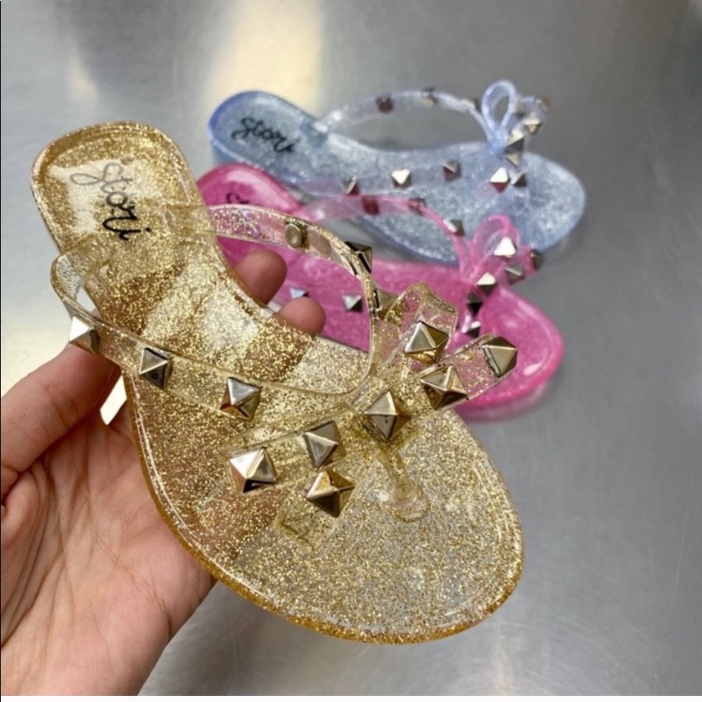 Kids glitter sandals gold